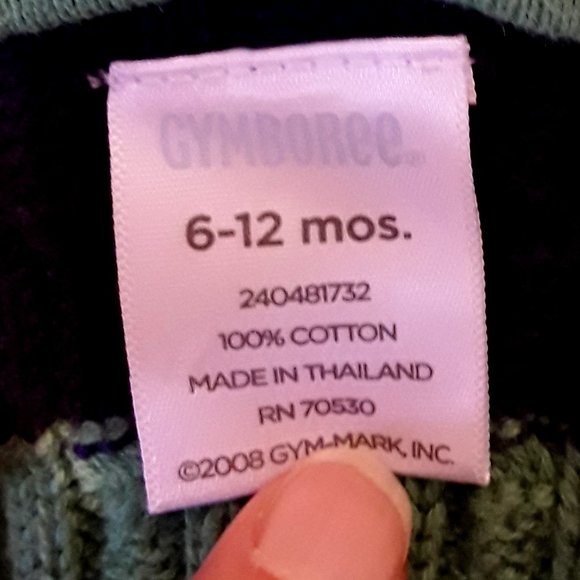 6-9 Month 100% Cotton Navy & Green Zip Cardigan - Picture 7 of 7